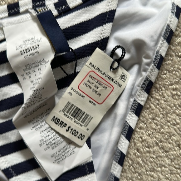 Polo Ralph Lauren navy stripe bikini bottom XS - Picture 2 of 3